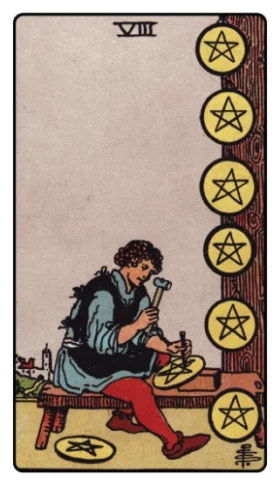 Pentacles 8 Tarot